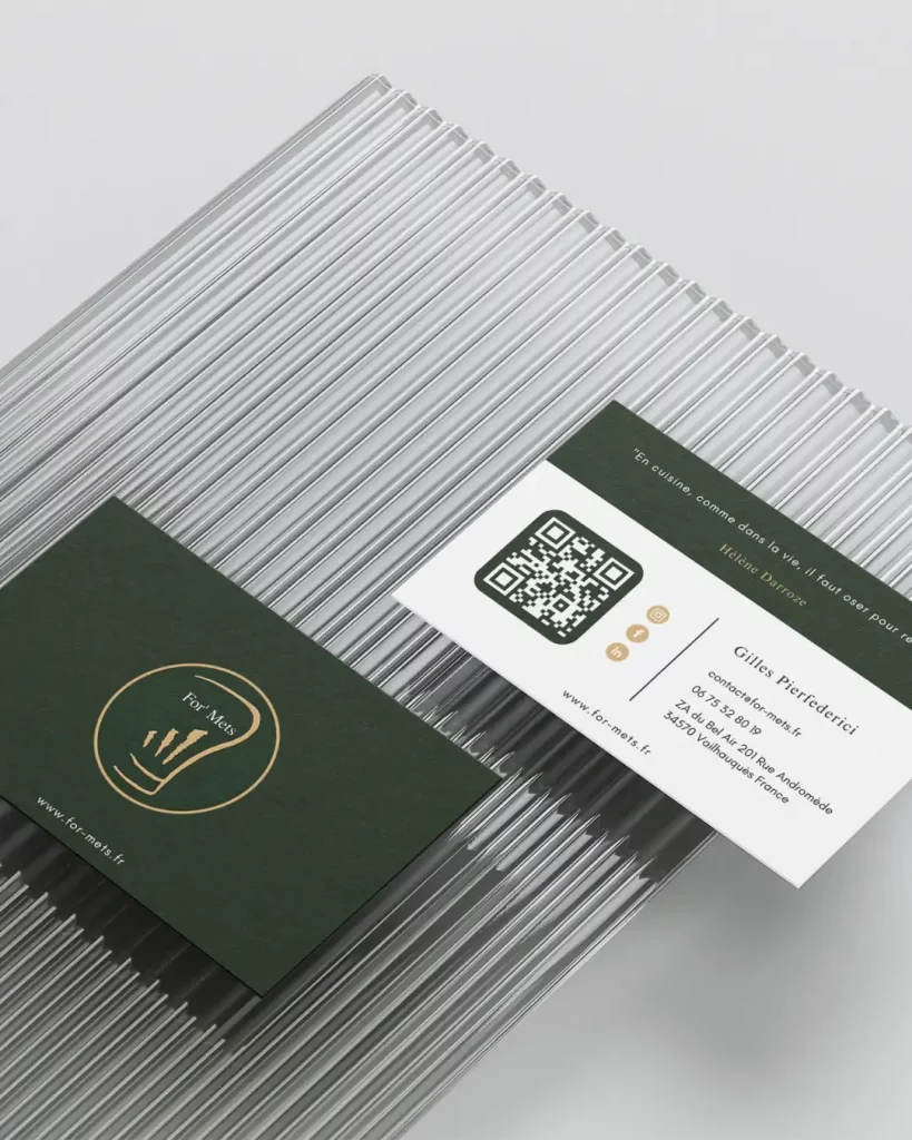 Mockup des cartes de visite pour For' Mets.