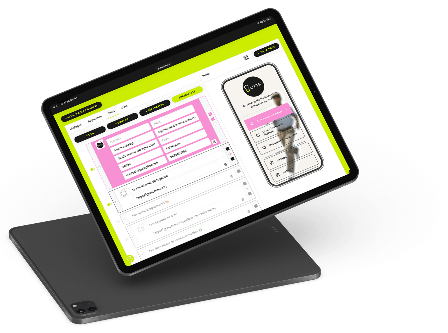 Mockup de l'interface de modification du multi-liens.