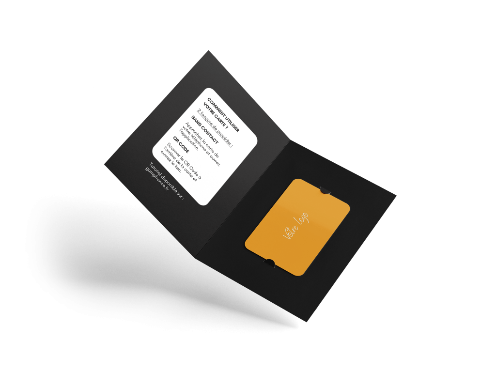 Mockup du packaging de la carte NFC personnalisable.