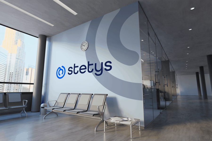 Mockup du logo de Stetys sur un mur